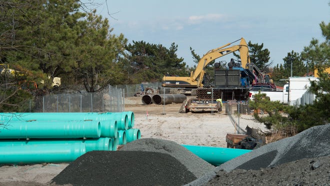 Rehoboth Beach outfall work being completed near Deauville Beach.